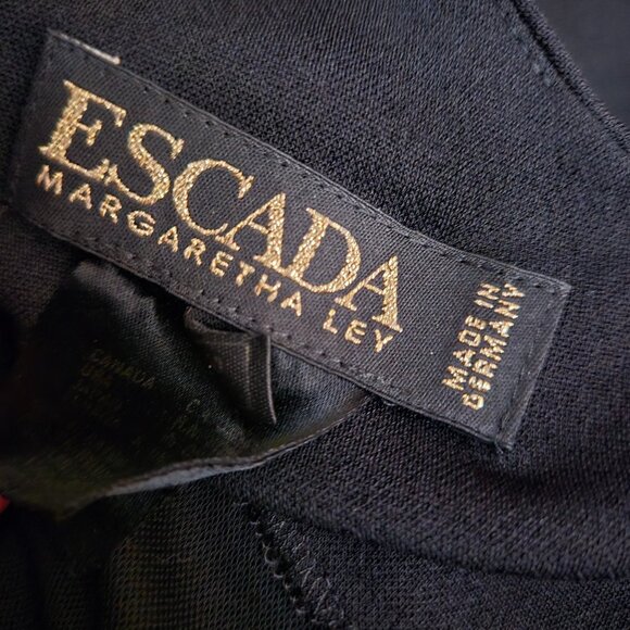 Vintage 90s Escada Margaretha Ley Black Mini Dress Embroidered Elephants Size 36 - Picture 5 of 10